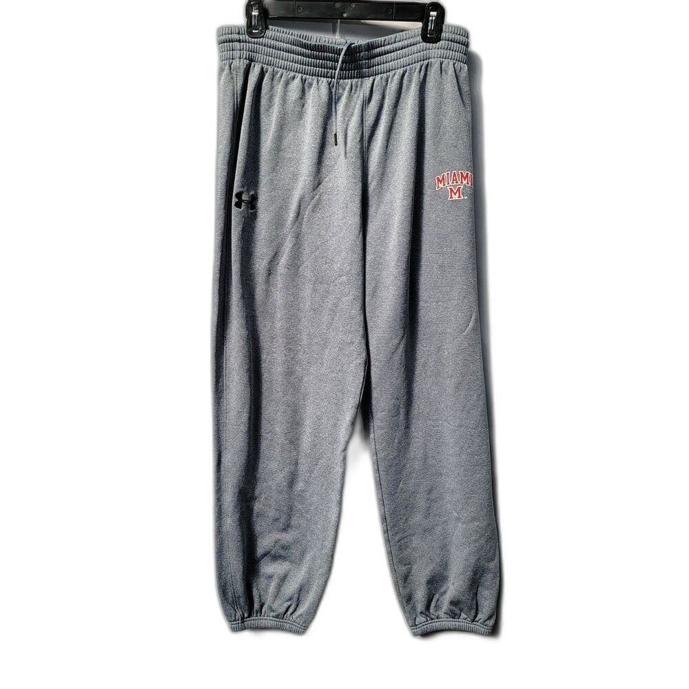 Under Armour Gray Sweatpants Stretchable Lace Waisted Elastic Bottom Hem Size S